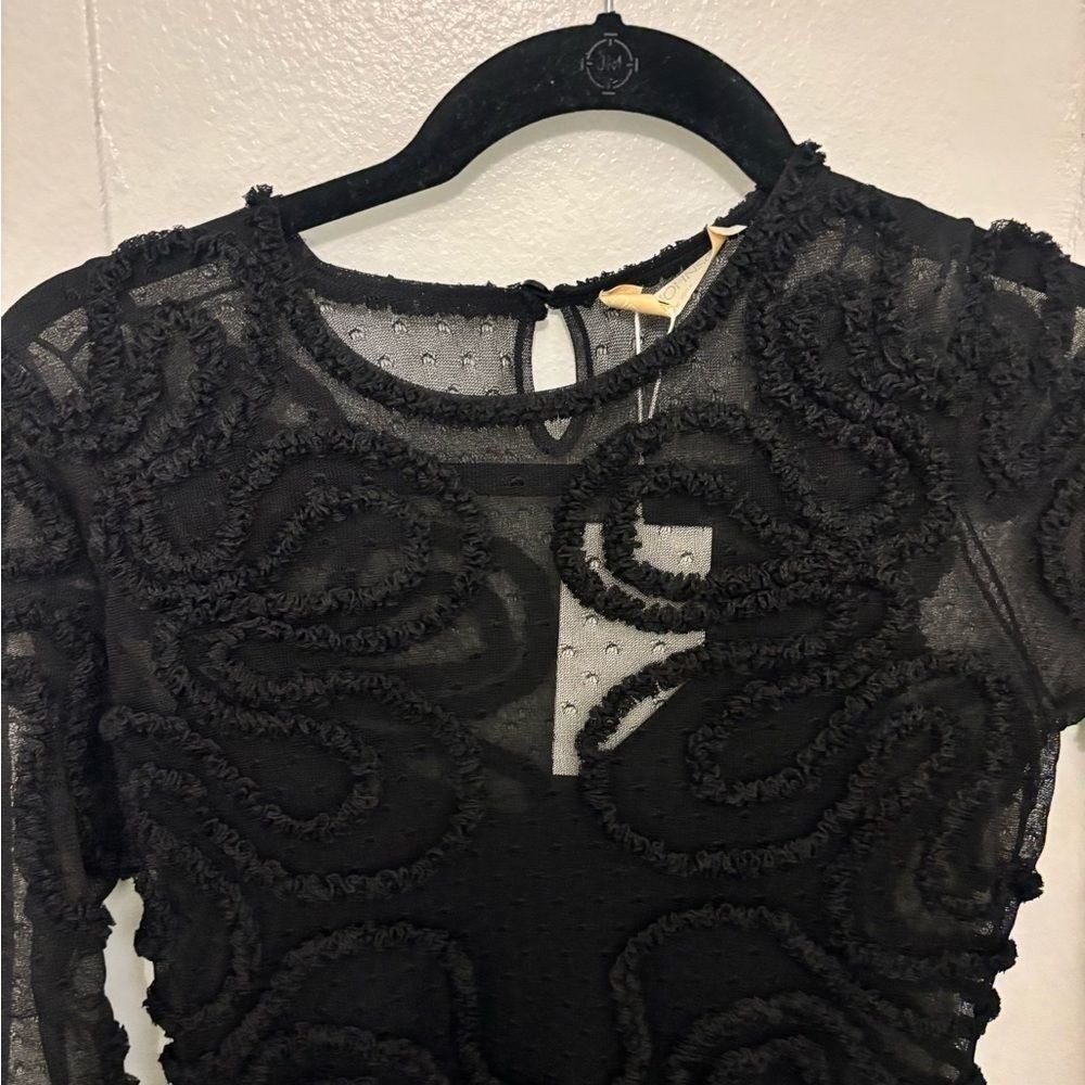 Ulla Johnson Valentina Dress Size Small Black Embroidered Mesh Maxi - Picture 6 of 10